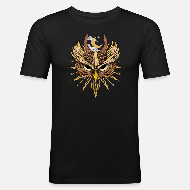 Nachteule Hexerei Traumfänger - Männer Slim Fit T-Shirt - Schwarz