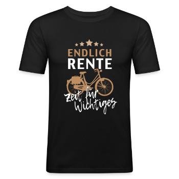 Rentner Rente Ruhestand Fahrrad Geschenk Hobby - Männer Slim Fit T-Shirt - Schwarz - Vorne - Nik (191cm)