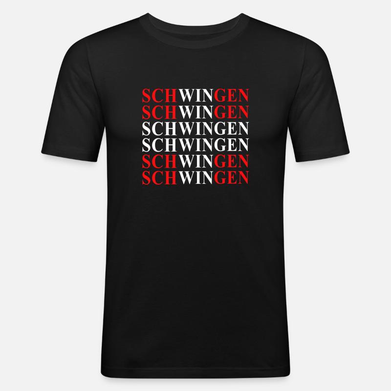 Schwingen Text Schweiz - Männer Slim Fit T-Shirt - Schwarz