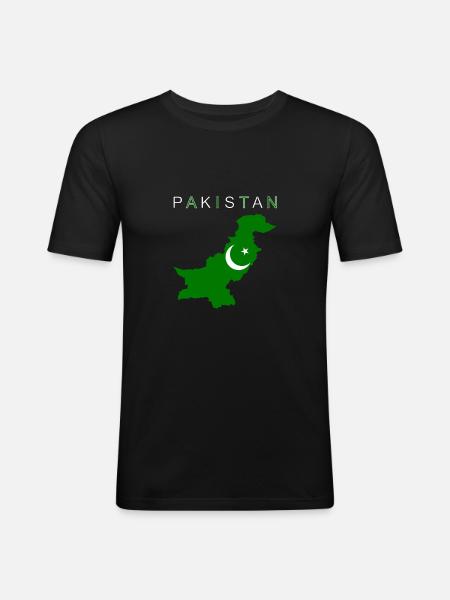Pakistan Map Flag - Men's Slim Fit T-Shirt - black