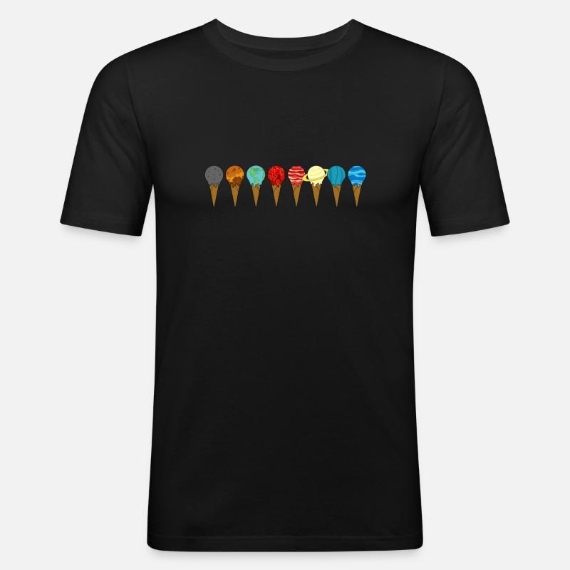 Das Sonnensystem Planeten Eiswaffeln - Männer Slim Fit T-Shirt - Schwarz