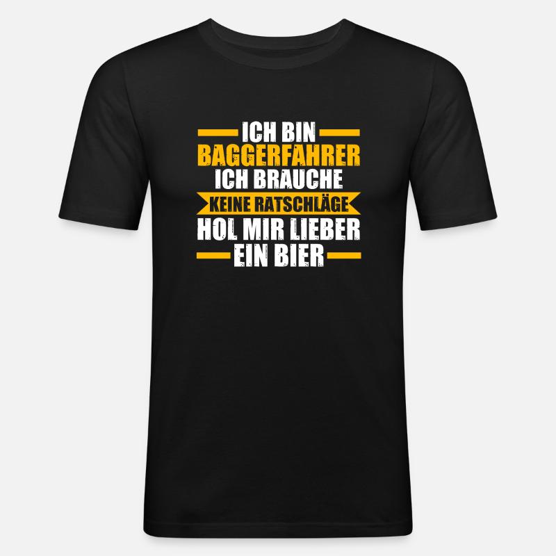 Baggerfahrer Bier Bagger Geschenk - Männer Slim Fit T-Shirt - Schwarz