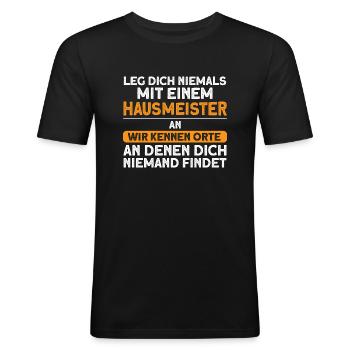 Hausmeister Beruf Haustechniker Geschenk - Männer Slim Fit T-Shirt - Schwarz - Vorne - Nik (191cm)