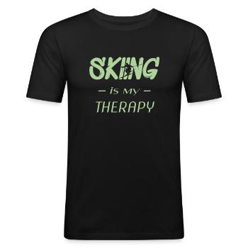 Ski, Winter, Skifahren, Schnee, Sport - Männer Slim Fit T-Shirt - Schwarz - Vorne - Nik (191cm)