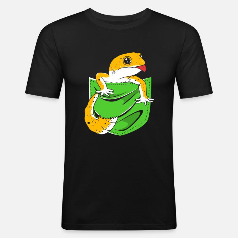 Leopard Gecko - Männer Slim Fit T-Shirt - Schwarz