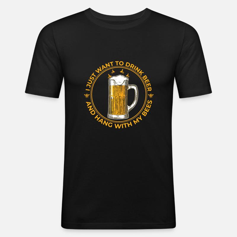 Bier Bienen Imker lustiger Spruch - Männer Slim Fit T-Shirt - Schwarz