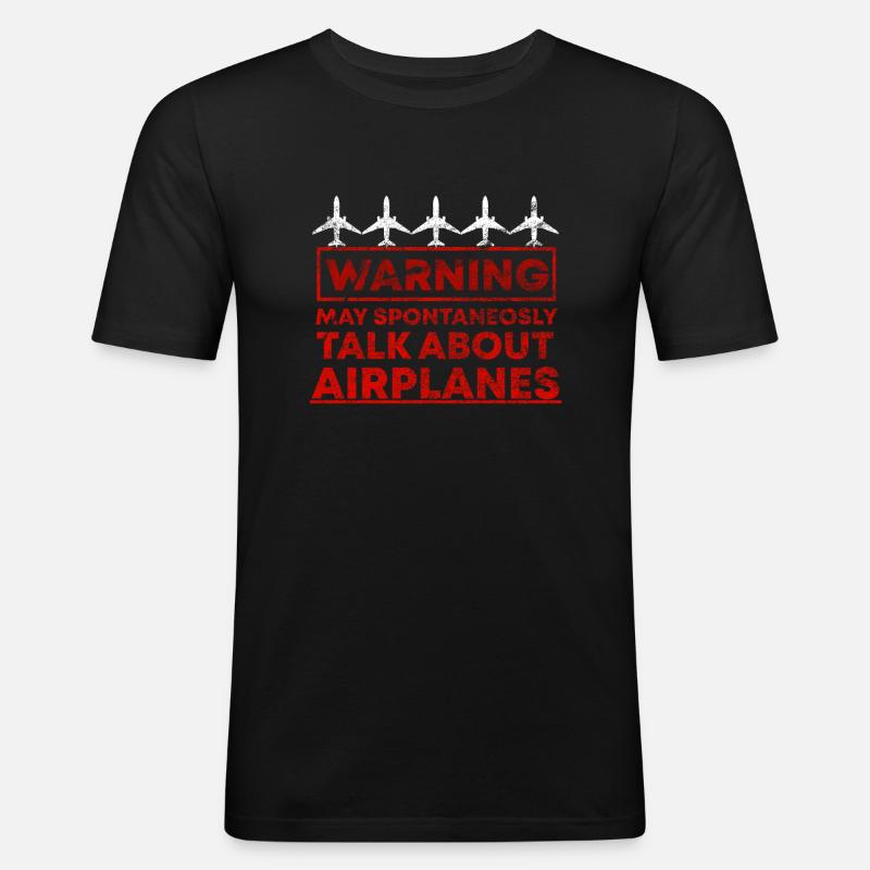 Flugzeug Pilot - Männer Slim Fit T-Shirt - Schwarz