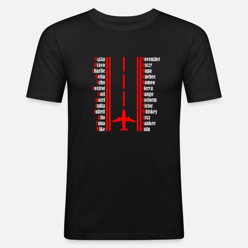 Pilotenalphabet - Männer Slim Fit T-Shirt - Schwarz