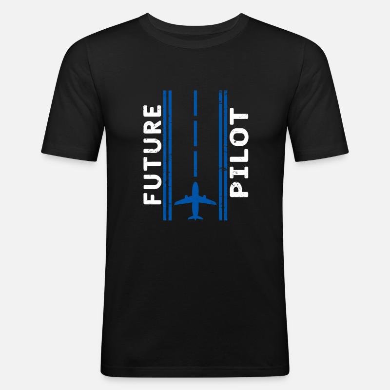 Pilot Flugzeug Piloten - Männer Slim Fit T-Shirt - Schwarz