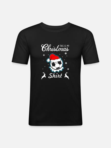 Footballeur de Noël - T-shirt près du corps Homme - noir