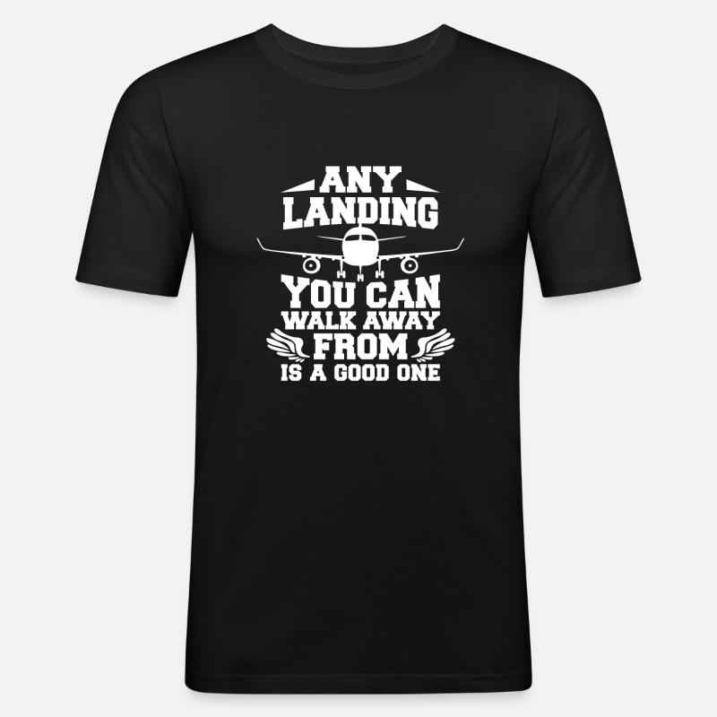 Piloten Flugzeug Sprüche - Männer Slim Fit T-Shirt - Schwarz