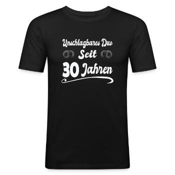 30 Jahre Ehe Ehepaar Perlenhochzeit Geschenk - Männer Slim Fit T-Shirt - Schwarz - Vorne - Nik (191cm)