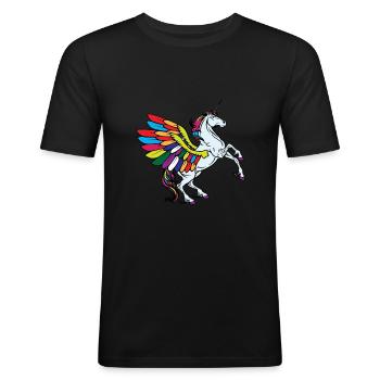 fable licorne volante - T-shirt près du corps Homme - noir - Devant - Nik (191cm)