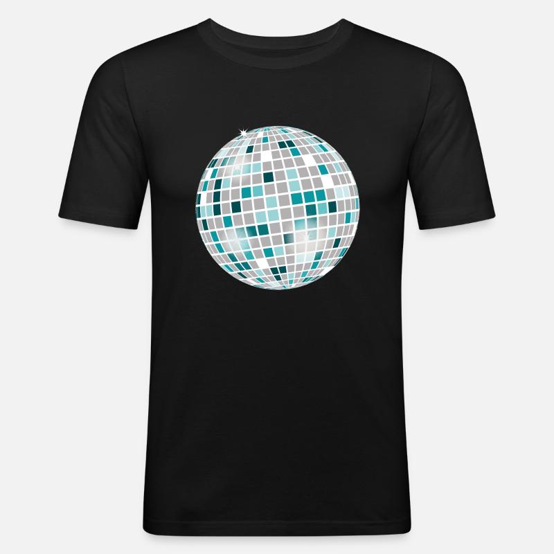 Diskokugel - Männer Slim Fit T-Shirt - Schwarz