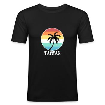 Taiwan - Männer Slim Fit T-Shirt - Schwarz - Vorne - Nik (191cm)