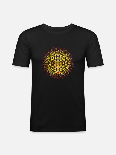 FLOWER OF LIFE, CHAKRAS, SPIRITUALITY, YOGA, ZEN - Men's Slim Fit T-Shirt - black
