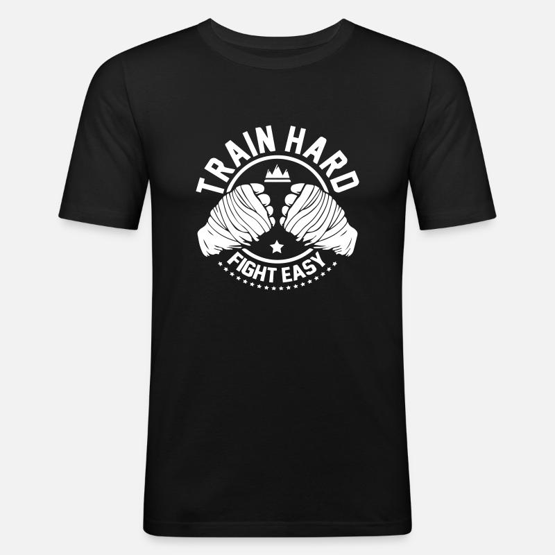 Train Hard Fight Easy Boxing - Männer Slim Fit T-Shirt - Schwarz