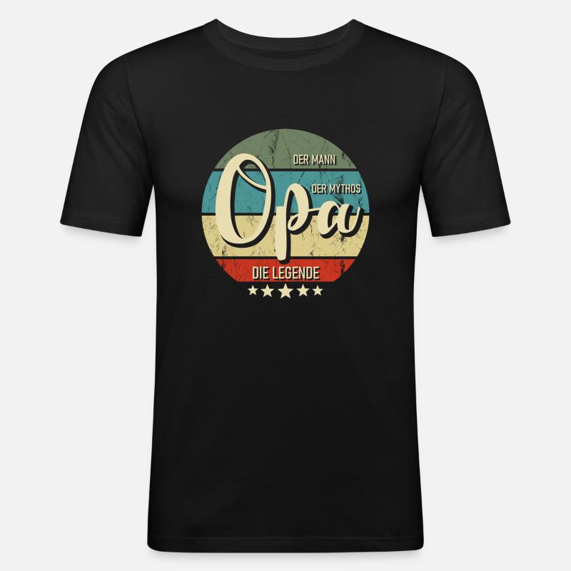 Opa - Männer Slim Fit T-Shirt - Schwarz