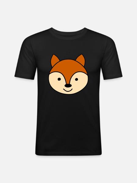 Renard mignon - T-shirt près du corps Homme - noir