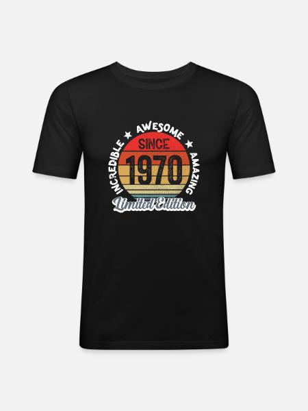 amazing since 1970 - anniversary - Men's Slim Fit T-Shirt - black
