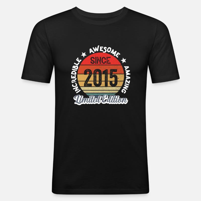 erstaunlich seit 2015 - Jubiläum - Männer Slim Fit T-Shirt - Schwarz