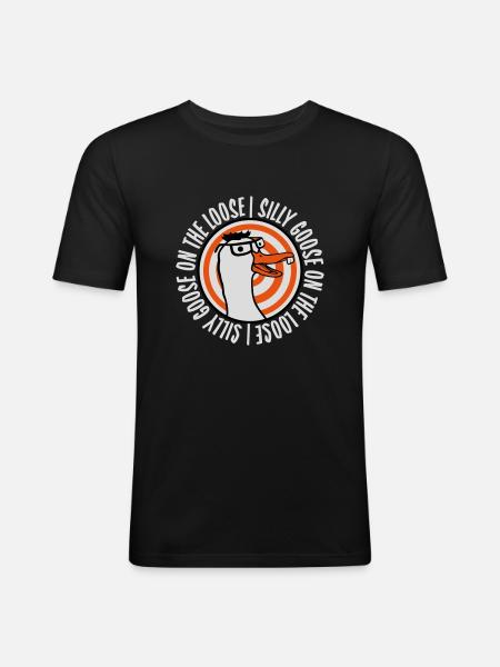 goose on the loose - Men's Slim Fit T-Shirt - black