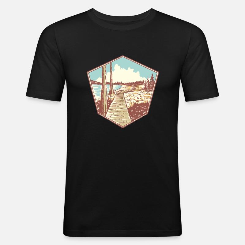 Oderteich Harz Souvenir - Männer Slim Fit T-Shirt - Schwarz