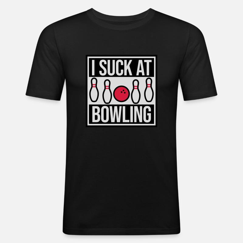 I suck at bowling - Männer Slim Fit T-Shirt - Schwarz