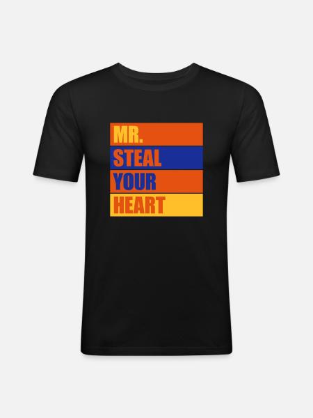 Mr steal your heart - Men's Slim Fit T-Shirt - black