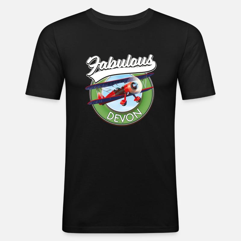 Fabelhaftes Devon-Reiselogo - Männer Slim Fit T-Shirt - Schwarz