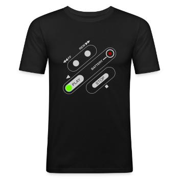Tape controls - Men's Slim Fit T-Shirt - black - Front - Nik (191cm)