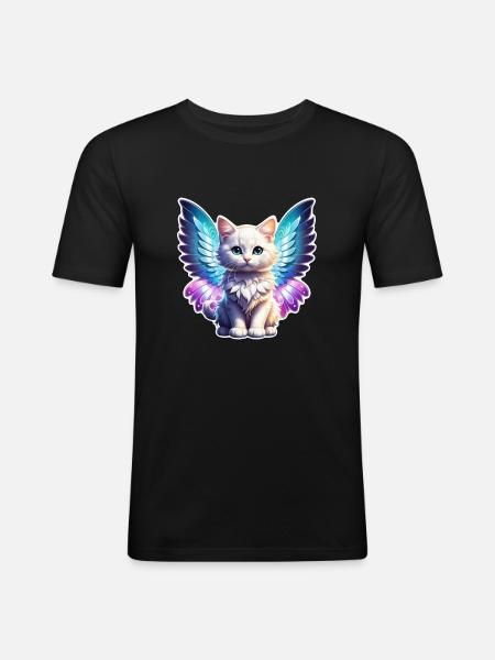 Cat with Wings - Men's Slim Fit T-Shirt - black