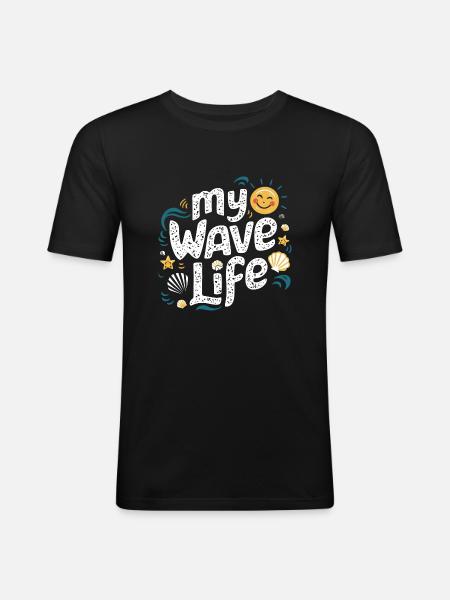 My wave life - T-shirt près du corps Homme - noir
