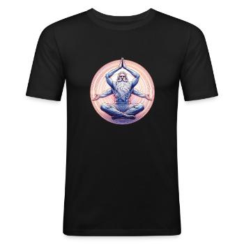 Maître de Yoga - T-shirt près du corps Homme - noir - Devant - Nik (191cm)