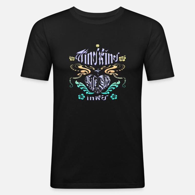 Windkind Kitesurfink'd - Männer Slim Fit T-Shirt - Schwarz