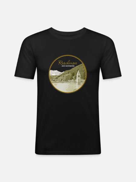 Reschensee - Männer Slim Fit T-Shirt - Schwarz