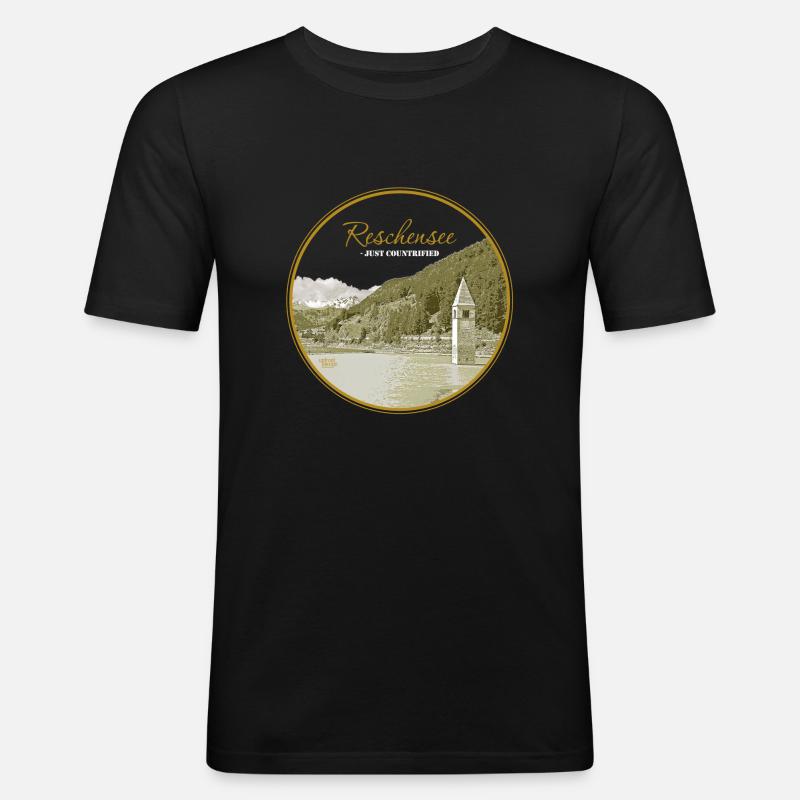 Reschensee - Männer Slim Fit T-Shirt - Schwarz