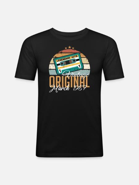 March 1987 - Birthday present - Men's Slim Fit T-Shirt - black