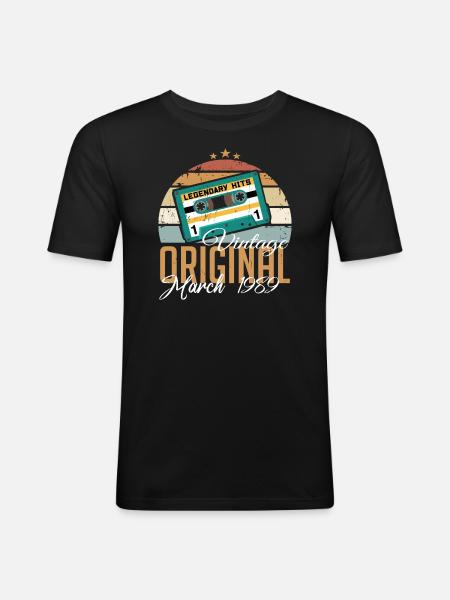 March 1989 - Birthday present - Men's Slim Fit T-Shirt - black
