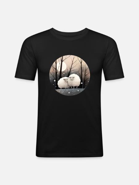 Sheep in winter - Men's Slim Fit T-Shirt - black