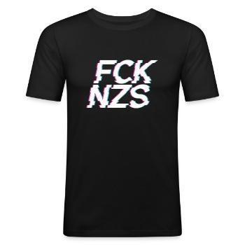 FCK NZS – Glitch - Men's Slim Fit T-Shirt - black - Front - Nik (191cm)