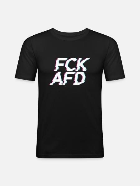 FCK AFD (Glitch) - Männer Slim Fit T-Shirt - Schwarz