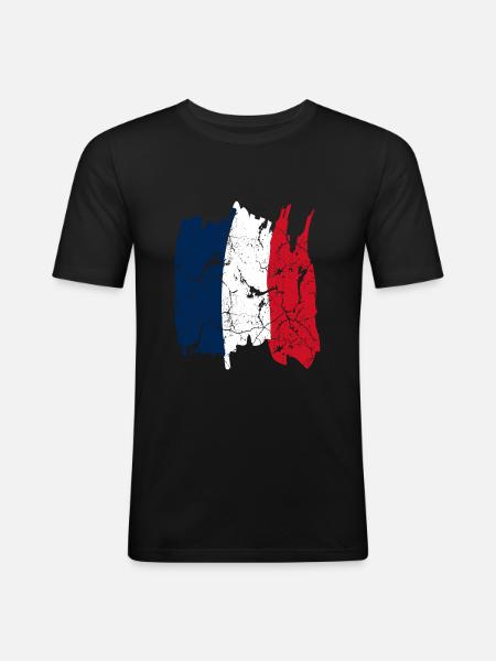 France Flag - Men's Slim Fit T-Shirt - black