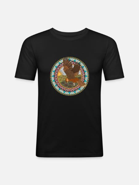Indian Zodiac Hawk - Men's Slim Fit T-Shirt - black