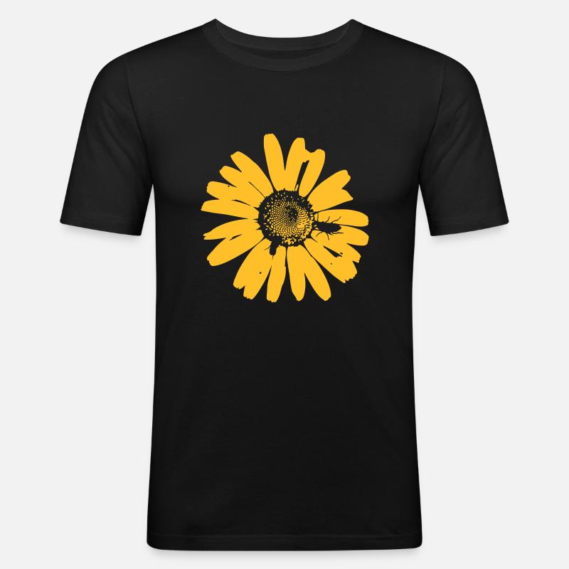 Blume - Männer Slim Fit T-Shirt - Schwarz