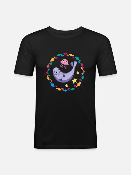 Funny seal funny seal - Men's Slim Fit T-Shirt - black