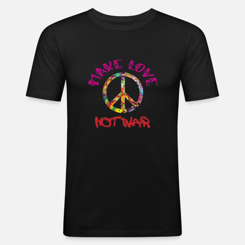 MAKE LOVE NOT WAR - Männer Slim Fit T-Shirt - Schwarz