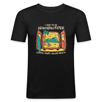 I Need To Be Seahabilitated South Padre Island - Männer Slim Fit T-Shirt - Schwarz - Vorne - Nik (191cm)