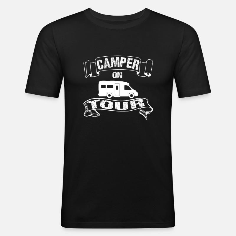 Camping - Männer Slim Fit T-Shirt - Schwarz
