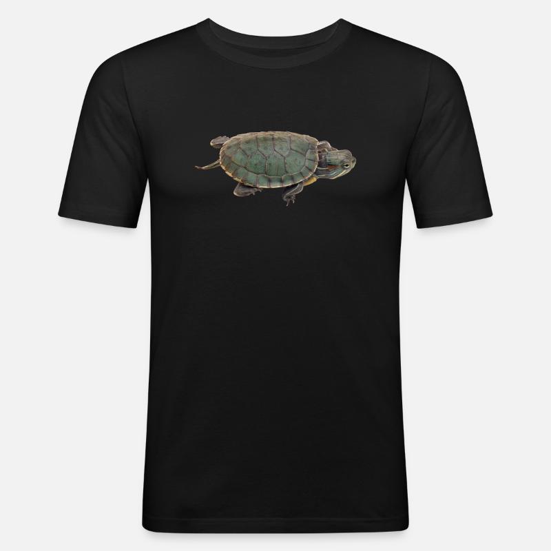 turtle schildkroete tiere animals4 - Männer Slim Fit T-Shirt - Schwarz